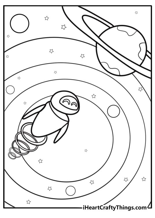Eve flying over earth searching for plants printable coloring page