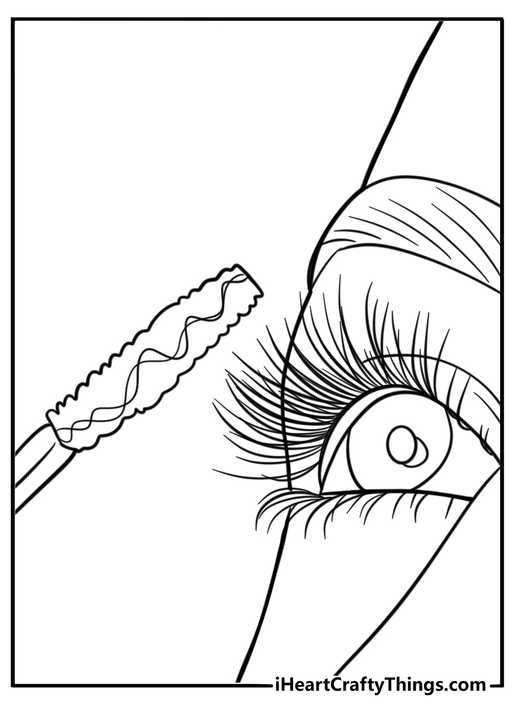 Eye makeup with eyeliner and mascara free coloring page pdf