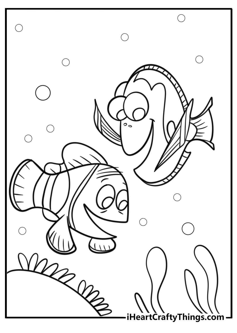 Finding Dory movie scene fun printable coloring sheet for kids