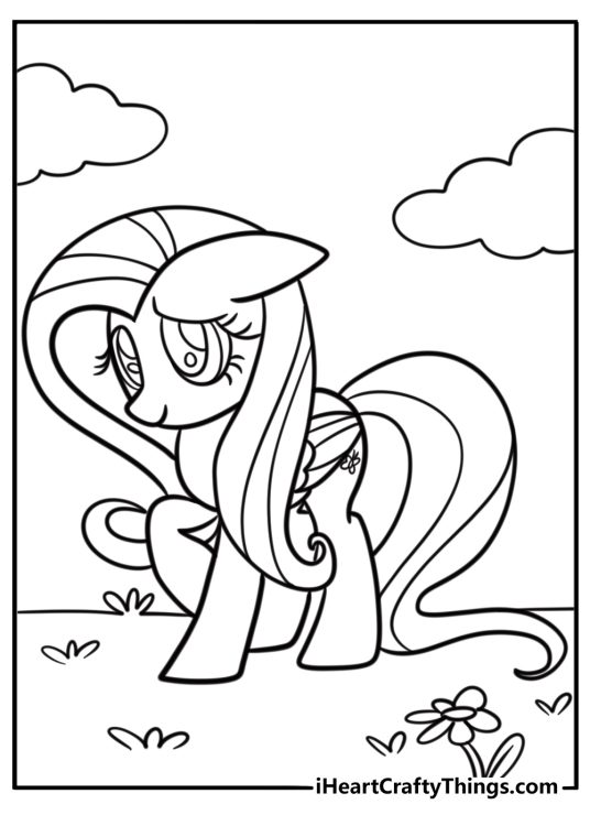 Fluttershy looking shy and sweet coloring page