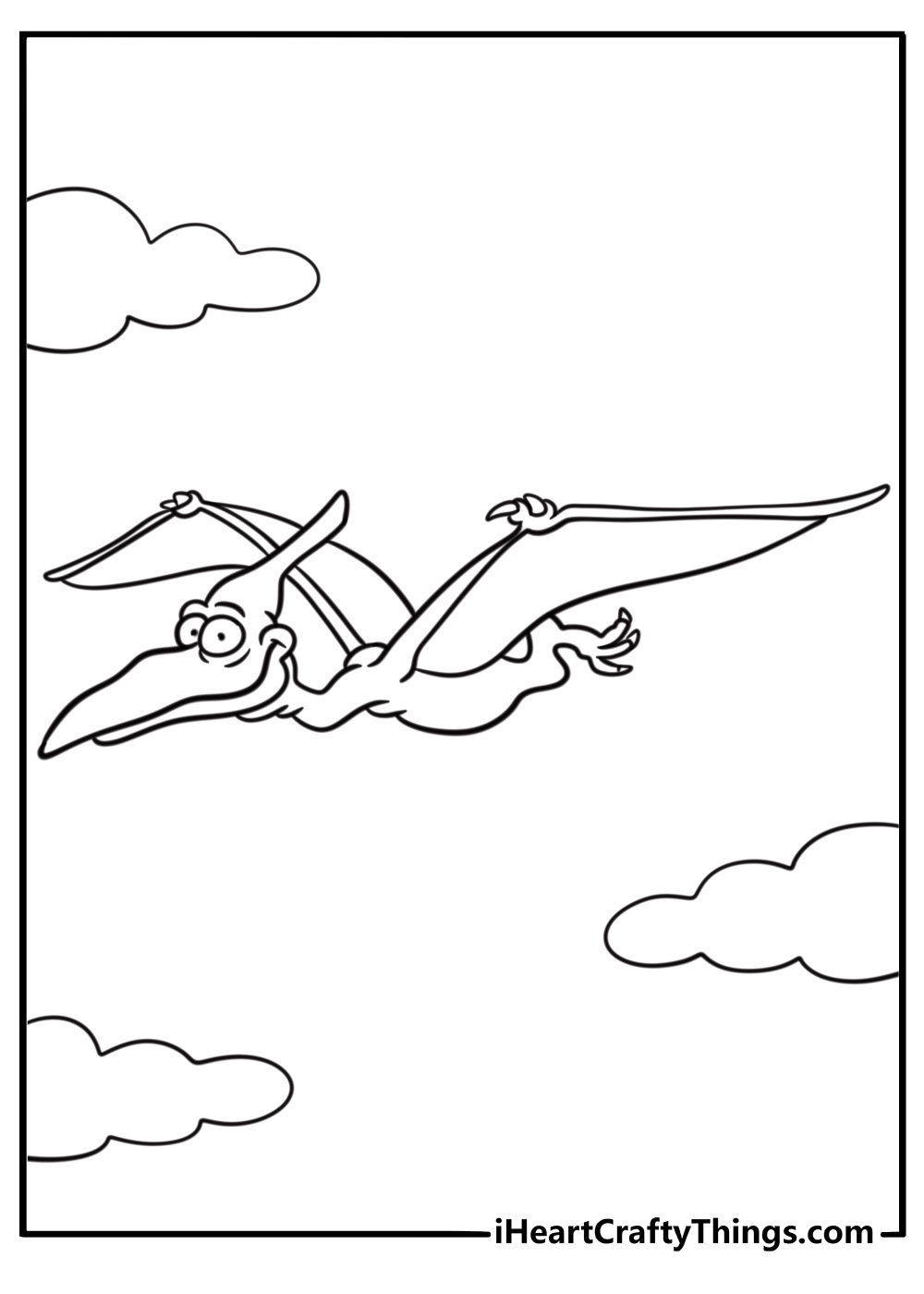 Flying pterodactyl coloring page for kids