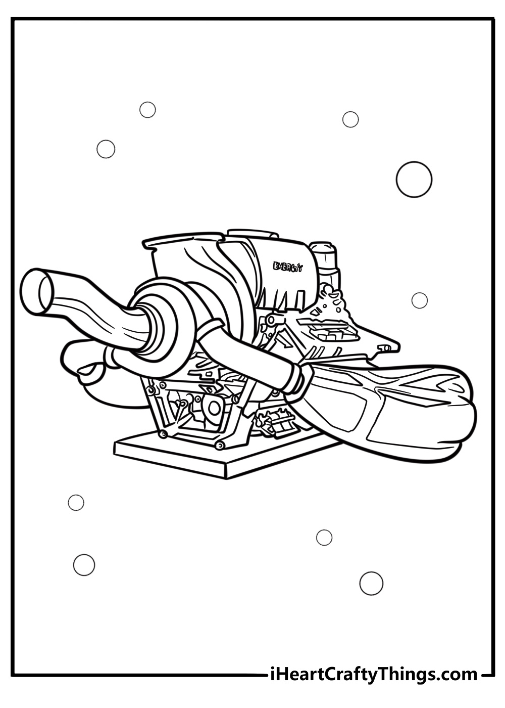 Formula 1 car engine with detailed parts fun coloring sheet