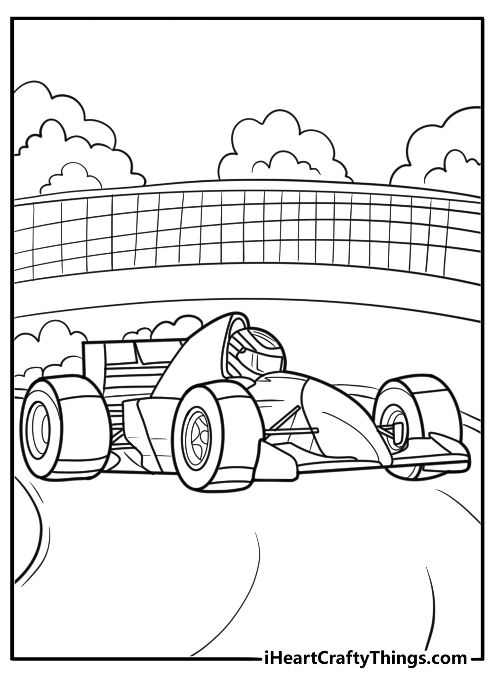 Formula 1 race track with curves detailed coloring sheet