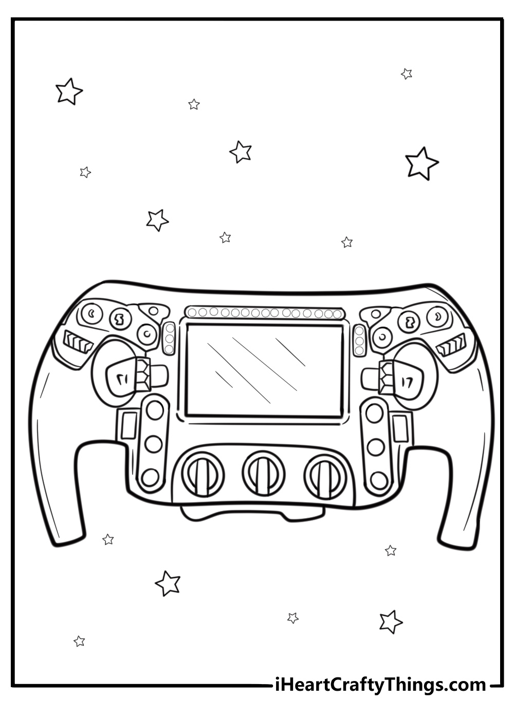 Formula 1 steering wheel with controls fun coloring sheet