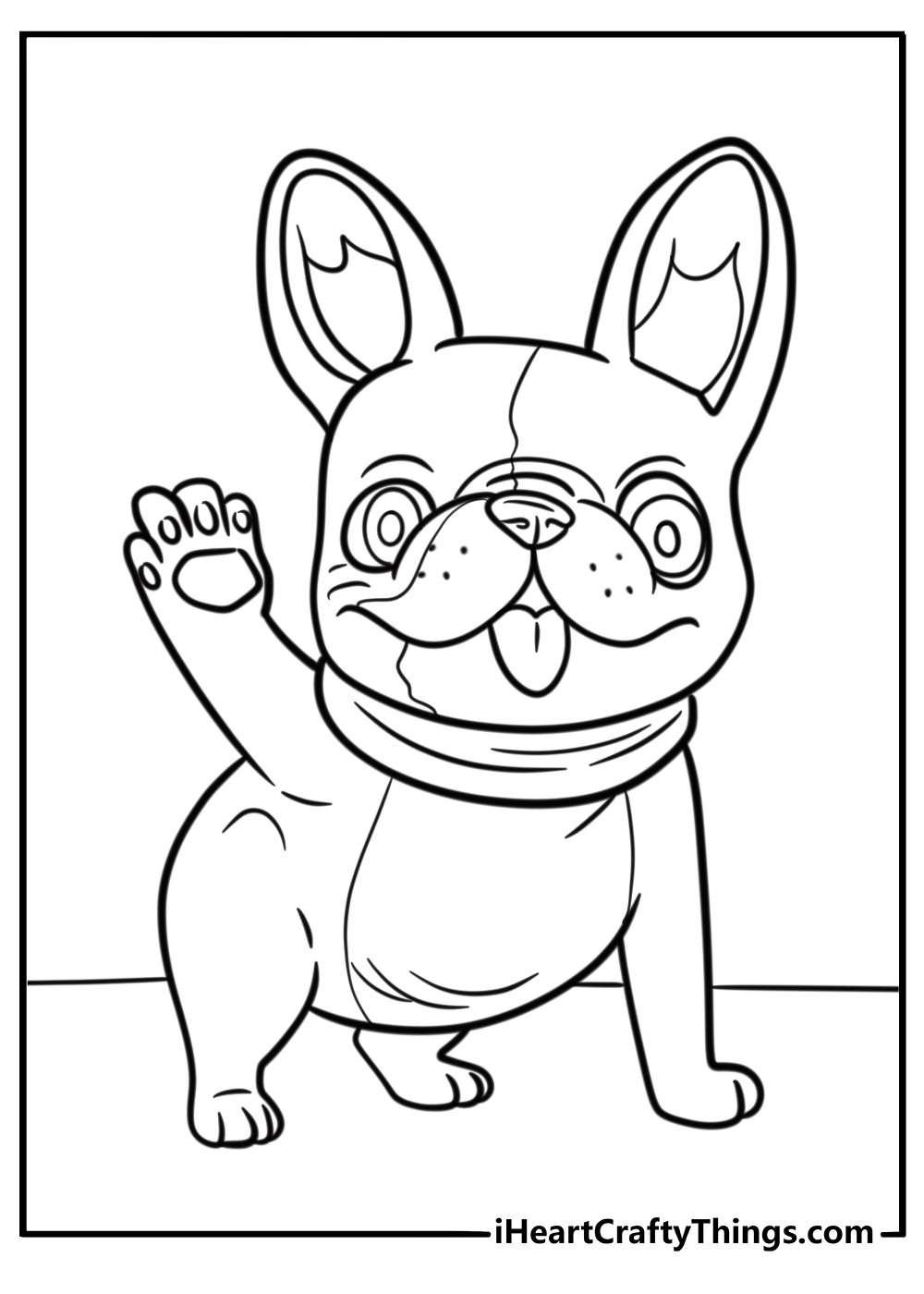 French bulldog with a paw raised fun coloring sheet for kids