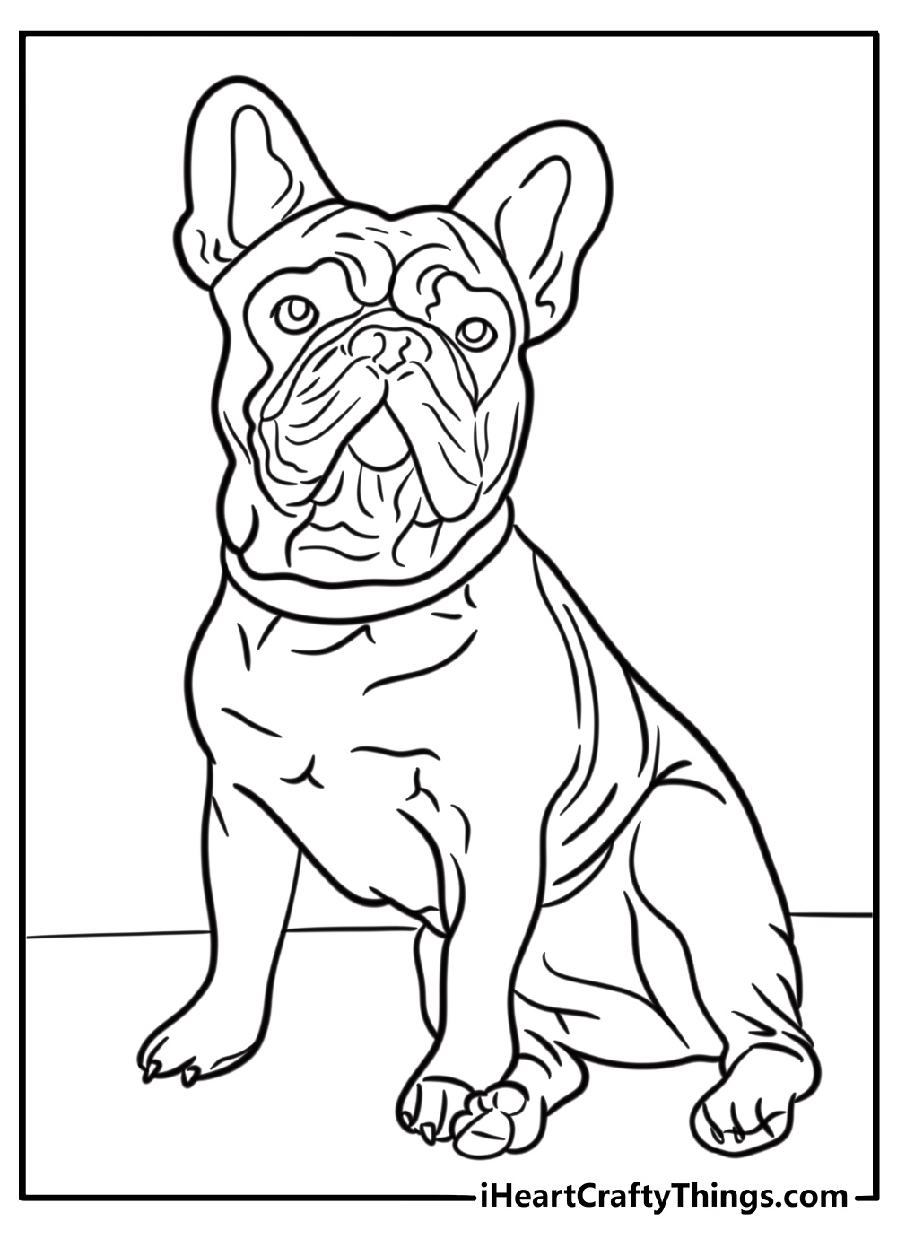 French bulldog with big ears detailed coloring sheet