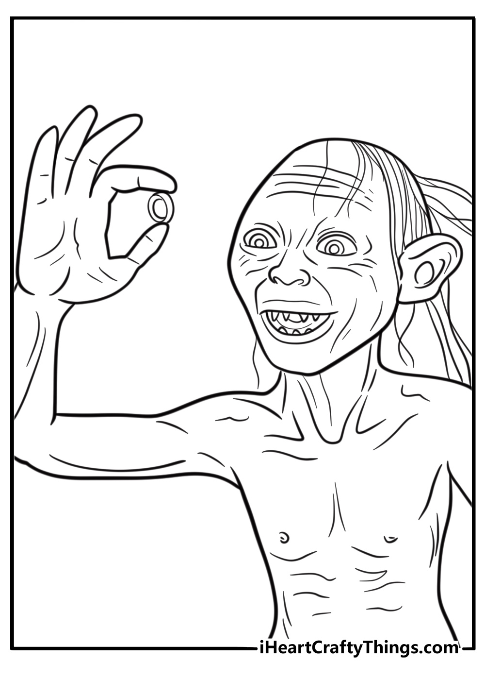 Gollum holding the precious fun printable coloring sheet