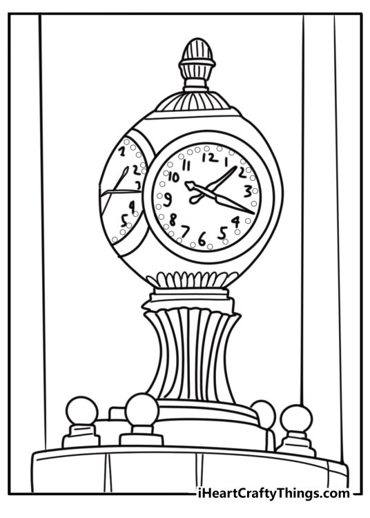 Grand central terminal with clock tower detailed coloring sheet