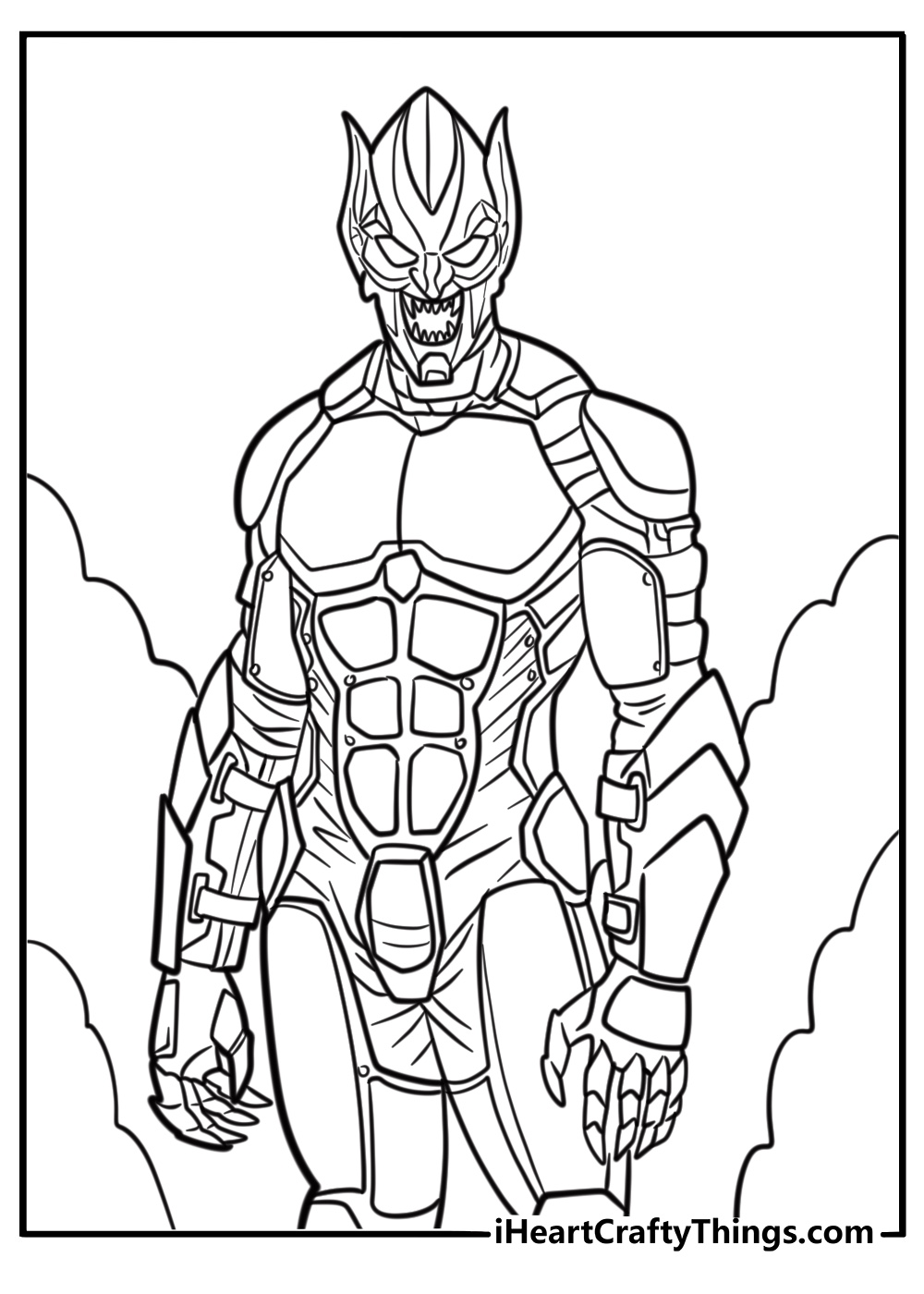 Green goblin hiding in the shadows free coloring page pdf