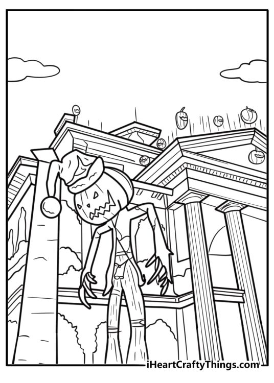 Haunted mansion ride at Disneyland spooky coloring sheet