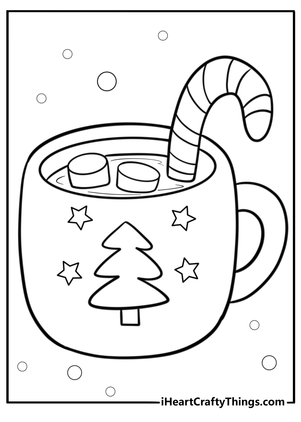 Hot chocolate in a christmas mug free printable coloring page