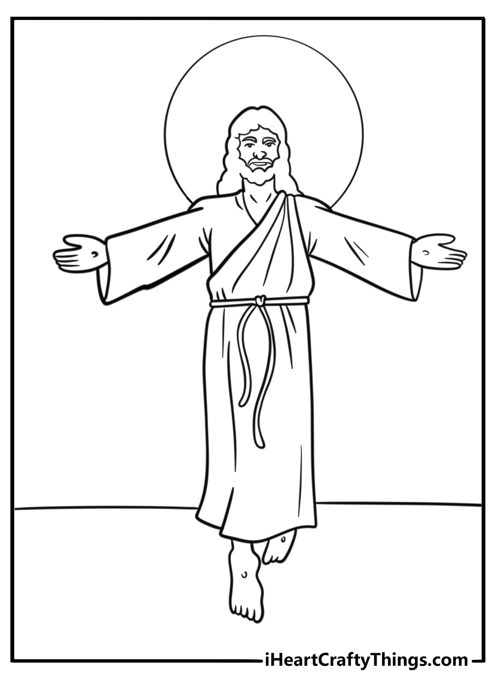 Jesus inside a church with open arms fun coloring sheet