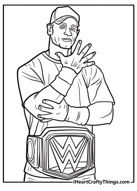 John cena as a wwe superstar detailed coloring sheet