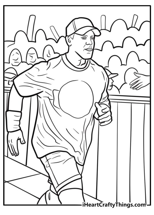 John cena celebrating with wwe fans detailed coloring sheet