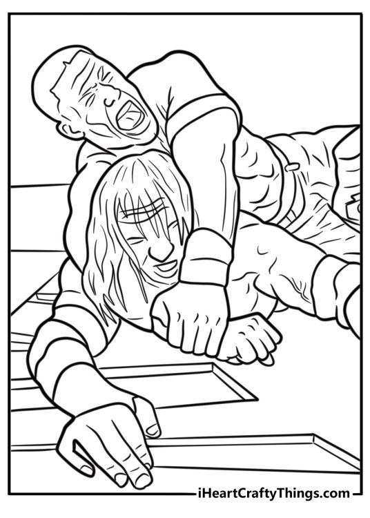 John Cena delivering a finishing move coloring page for kids