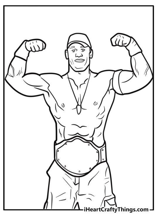 John cena flexing his muscles coloring page for kids
