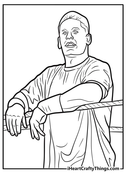 John cena in a wrestling ring fun printable coloring sheet