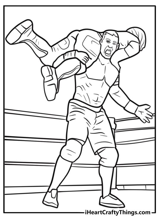 John cena lifting an opponent for an attitude adjustment coloring page