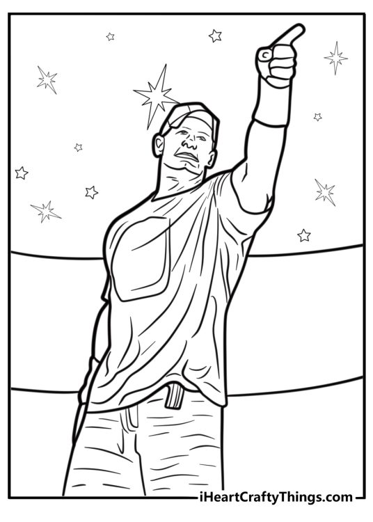 John Cena making a powerful entrance free printable coloring page