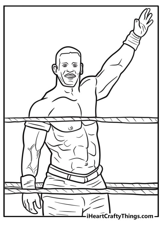 John cena raising his hands in victory detailed coloring sheet