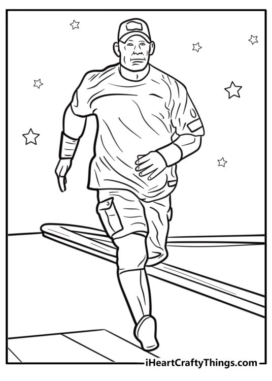 John cena running toward the ring fun printable coloring sheet