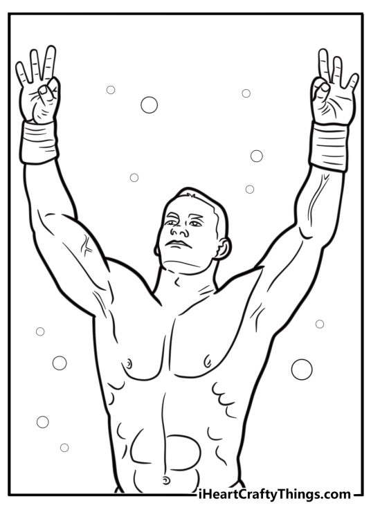 John cena showing his never give up slogan fun coloring sheet