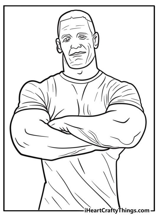 John cena standing strong with his arms crossed free coloring page pdf