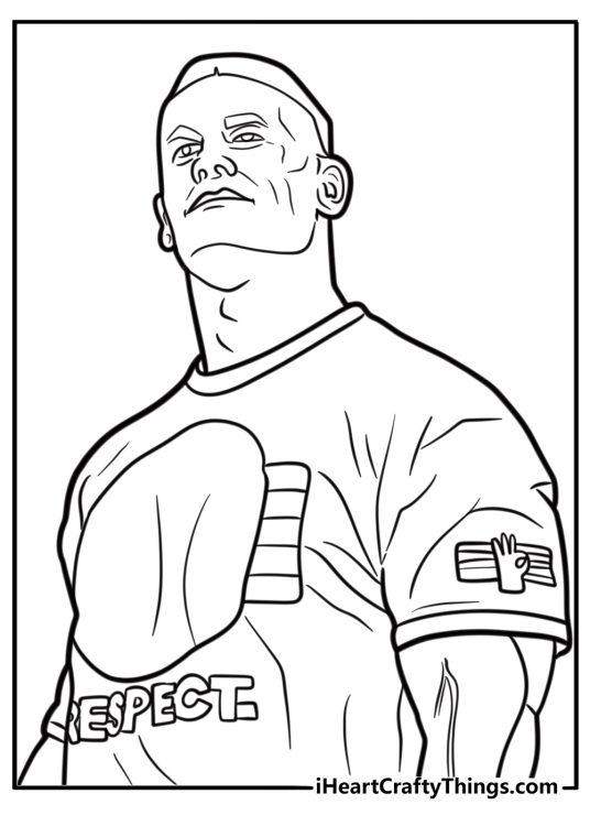 John cena with a determined look on his face coloring page