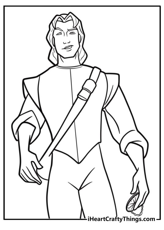 John smith holding a compass fun coloring sheet