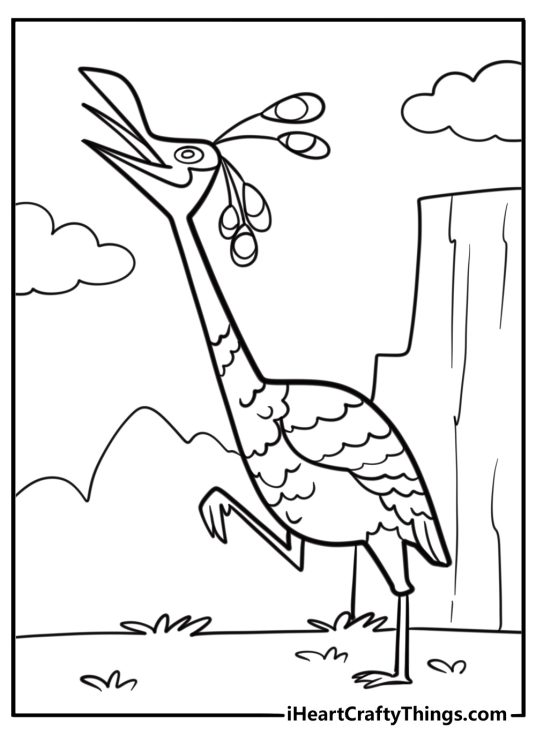 Kevin the colorful bird detailed up coloring sheet