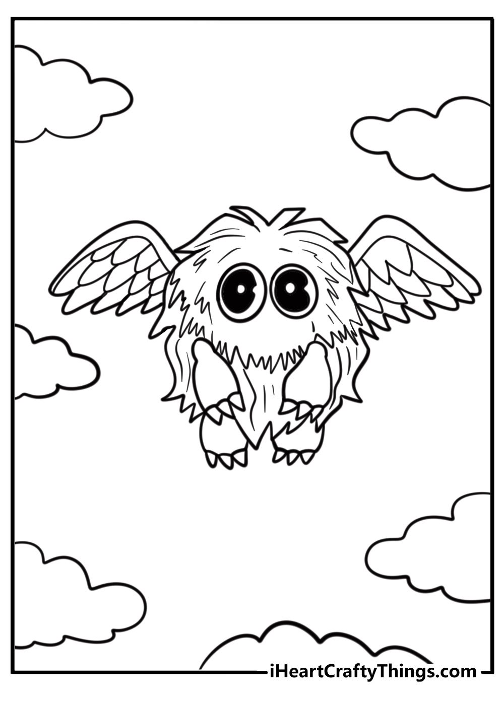 Kuriboh floating with big eyes fun yu gi oh coloring sheet