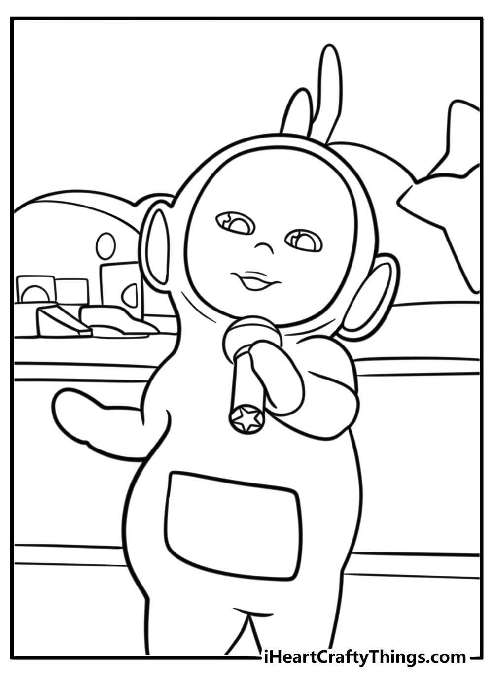 Laa Laa singing and spinning printable coloring page