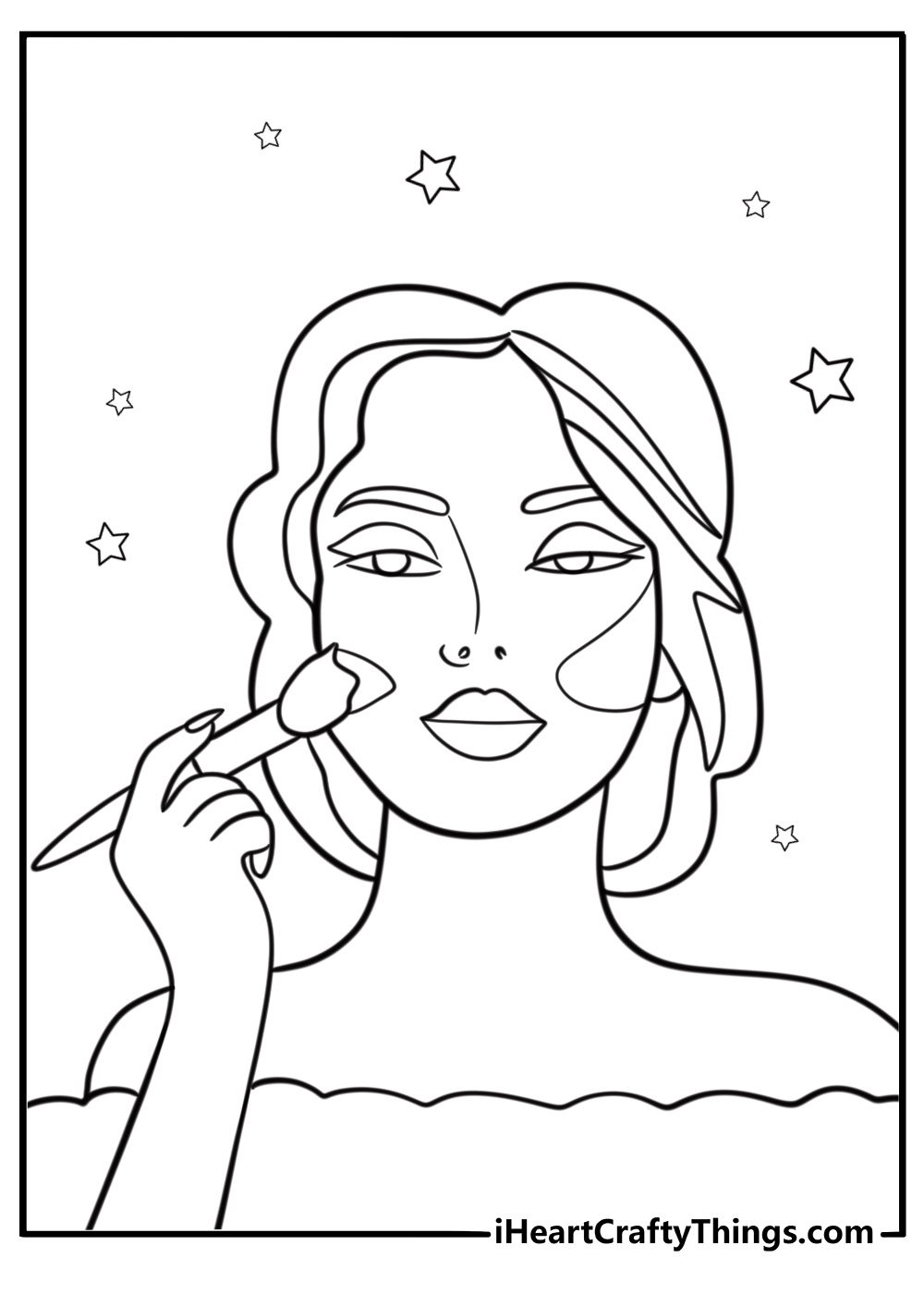 Makeup artist applying blush coloring page