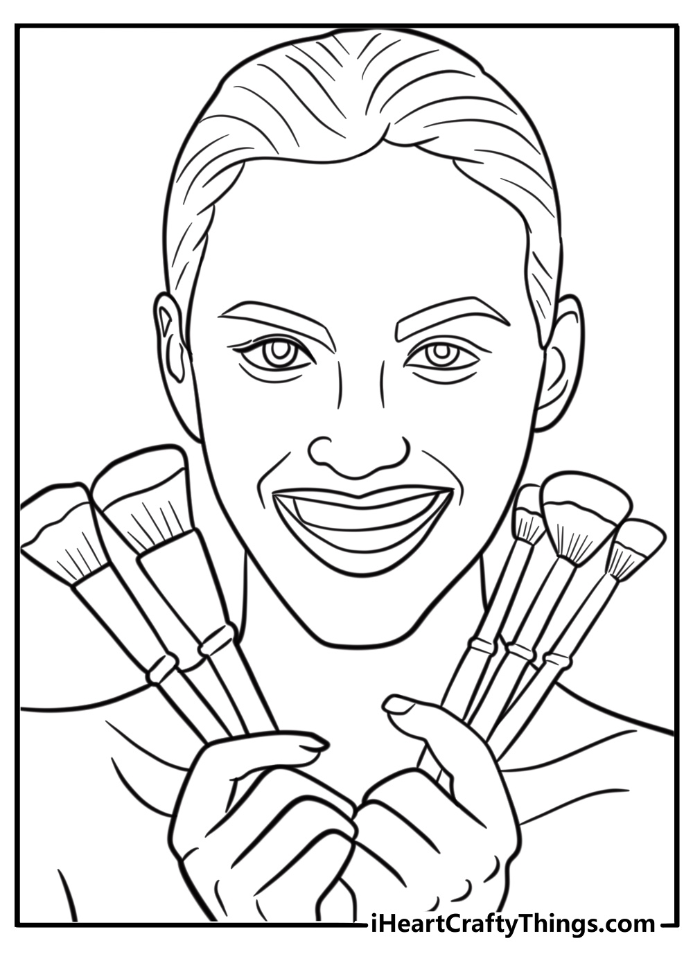 Makeup artist holding a brush free printable coloring page