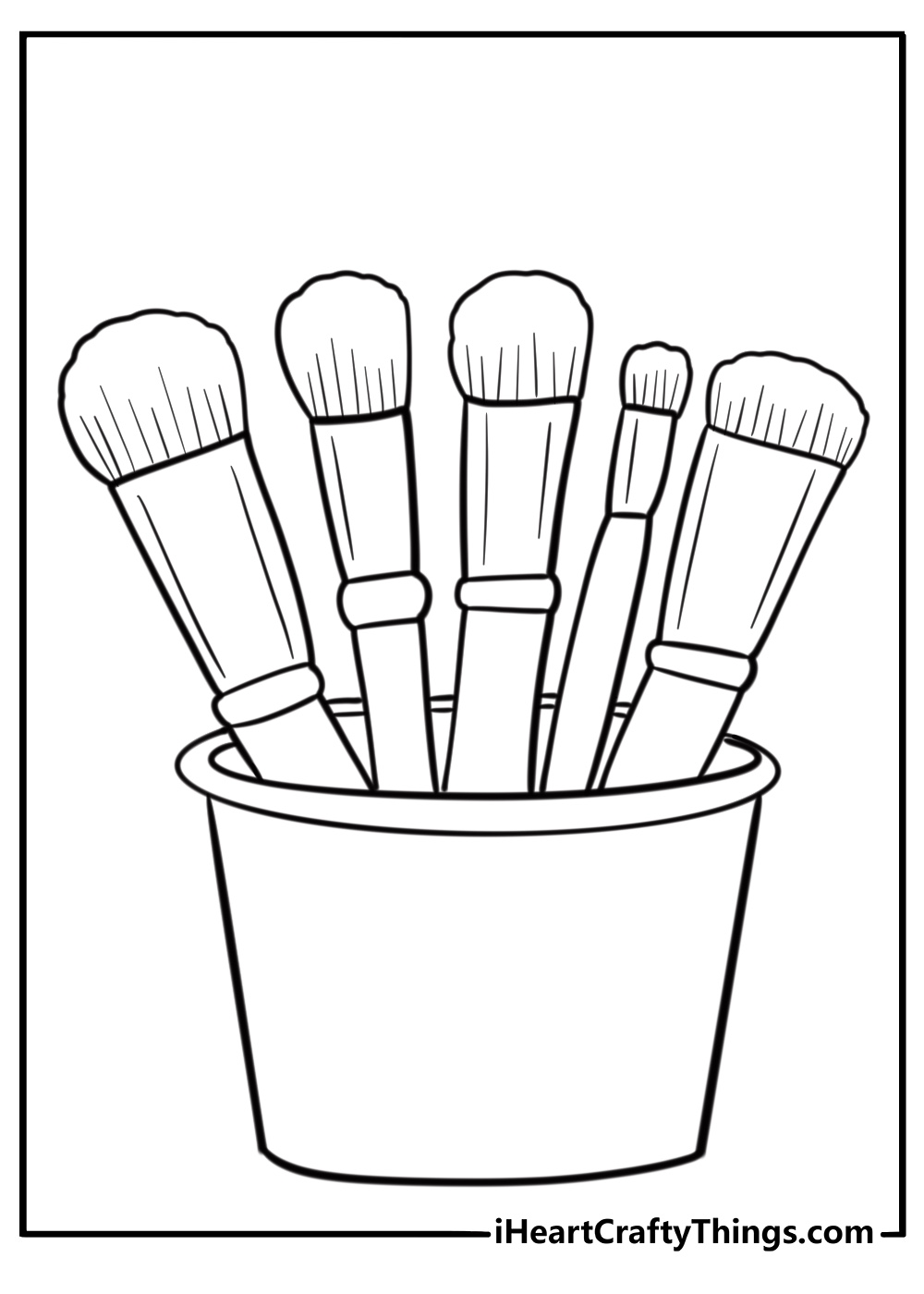 Makeup brushes in a holder detailed coloring sheet