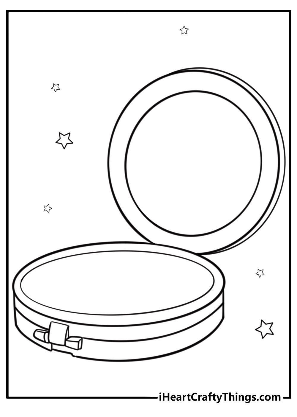 Makeup compact with mirror detailed coloring sheet