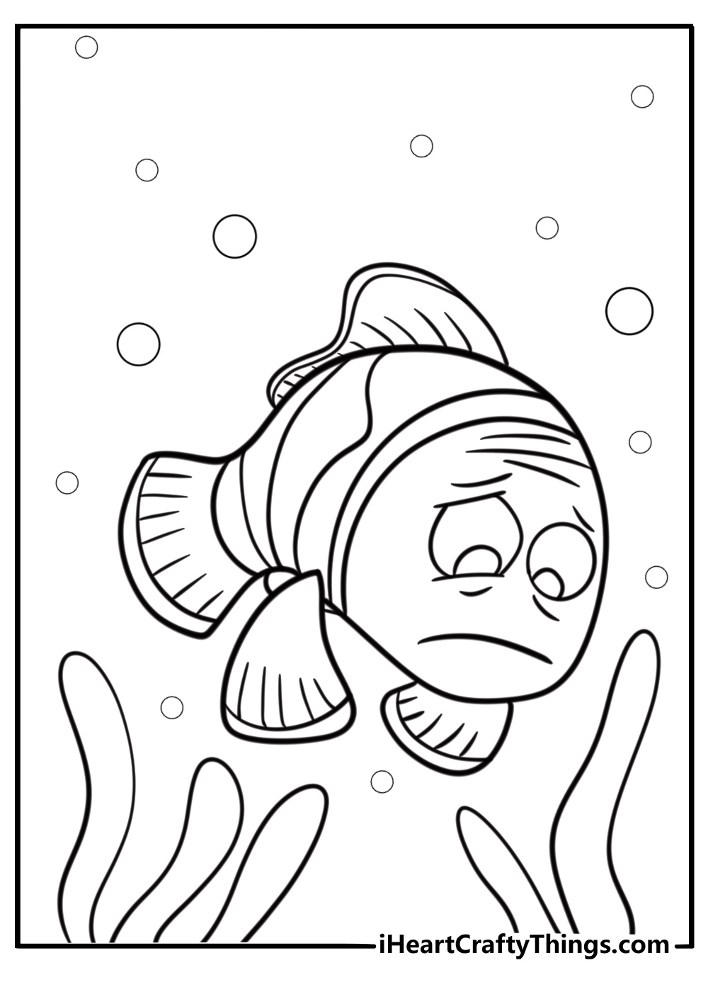 Marlin looking worried detailed coloring sheet