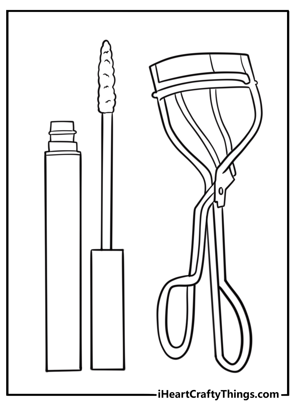 Mascara and eyelash curler free printable coloring page