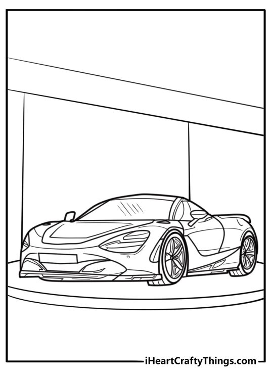 Mclaren 720s with aerodynamic design fun printable coloring sheet