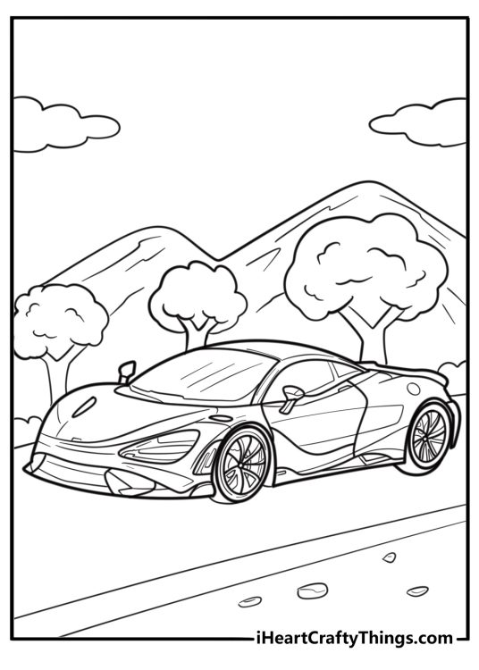 Mclaren 765lt lightweight track car printable coloring page