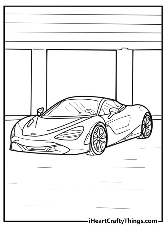 Mclaren car with headlights on coloring page for kids