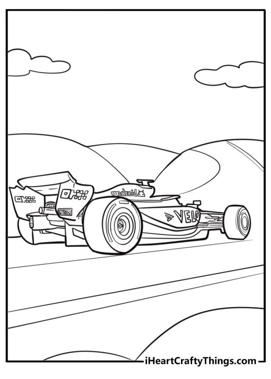 Mclaren f1 car with sponsor decals fun coloring sheet