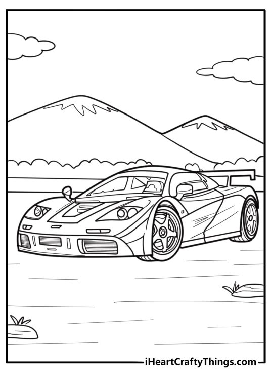 Mclaren f1 classic supercar detailed coloring sheet