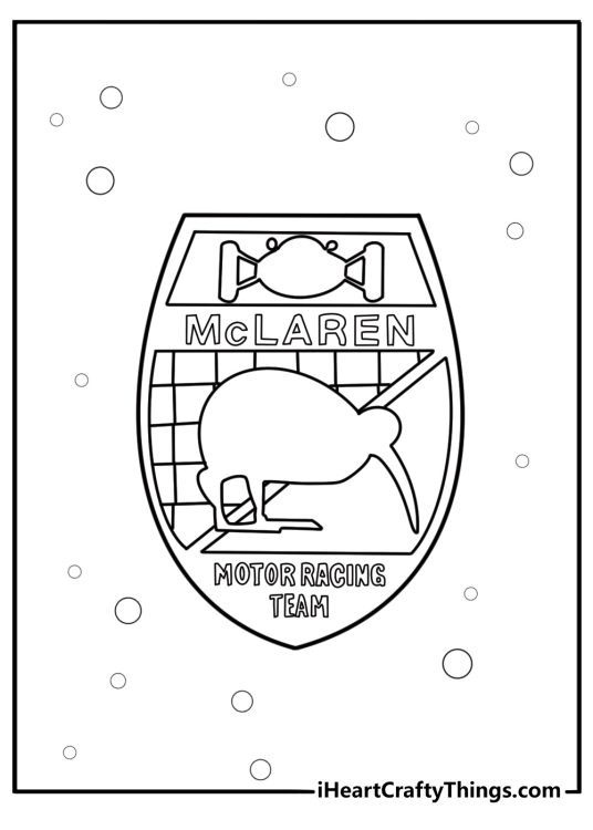 Mclaren logo with racing stripes free coloring page pdf