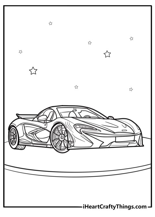 Mclaren p1 hybrid hypercar free coloring page pdf
