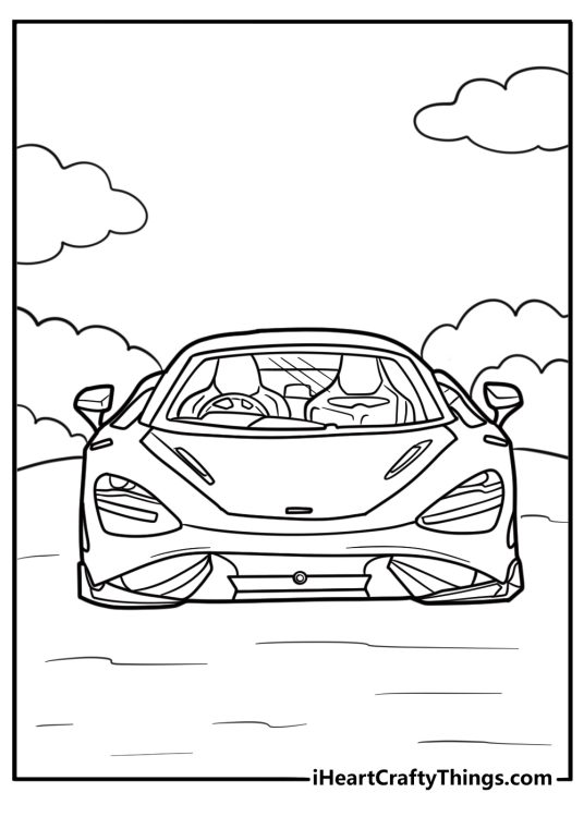 Mclaren supercar front view coloring page for kids