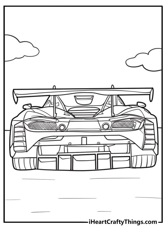 McLaren supercar with rear spoiler free coloring page pdf