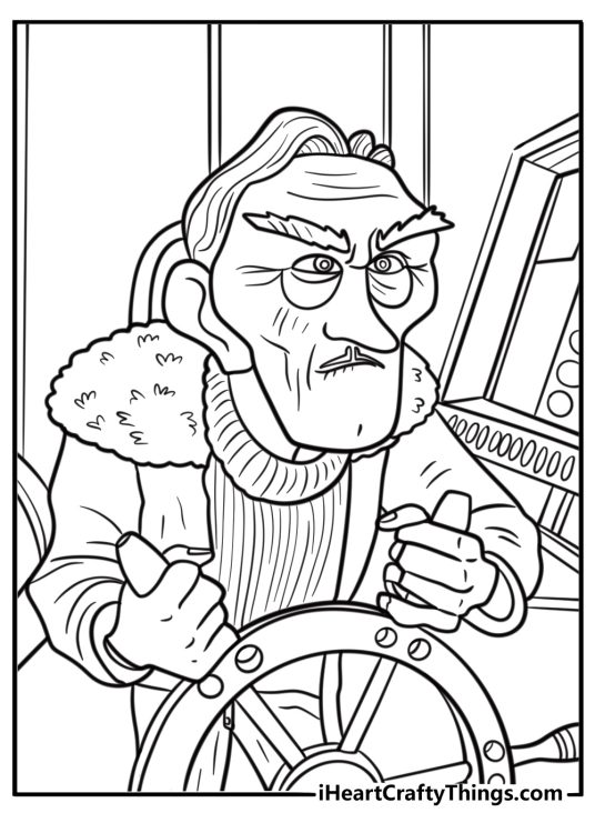 Muntz with his airship free up coloring page pdf