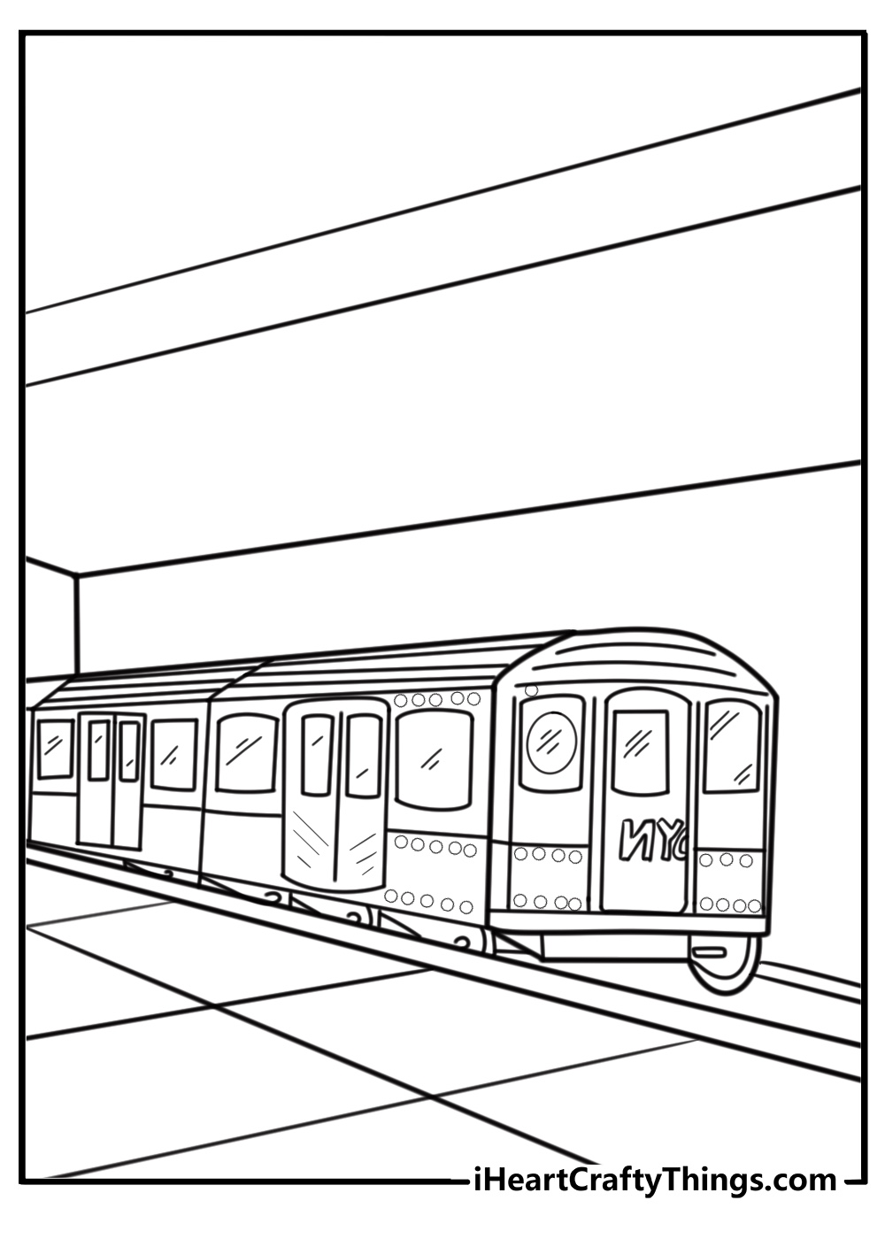 New York subway train in motion fun coloring sheet