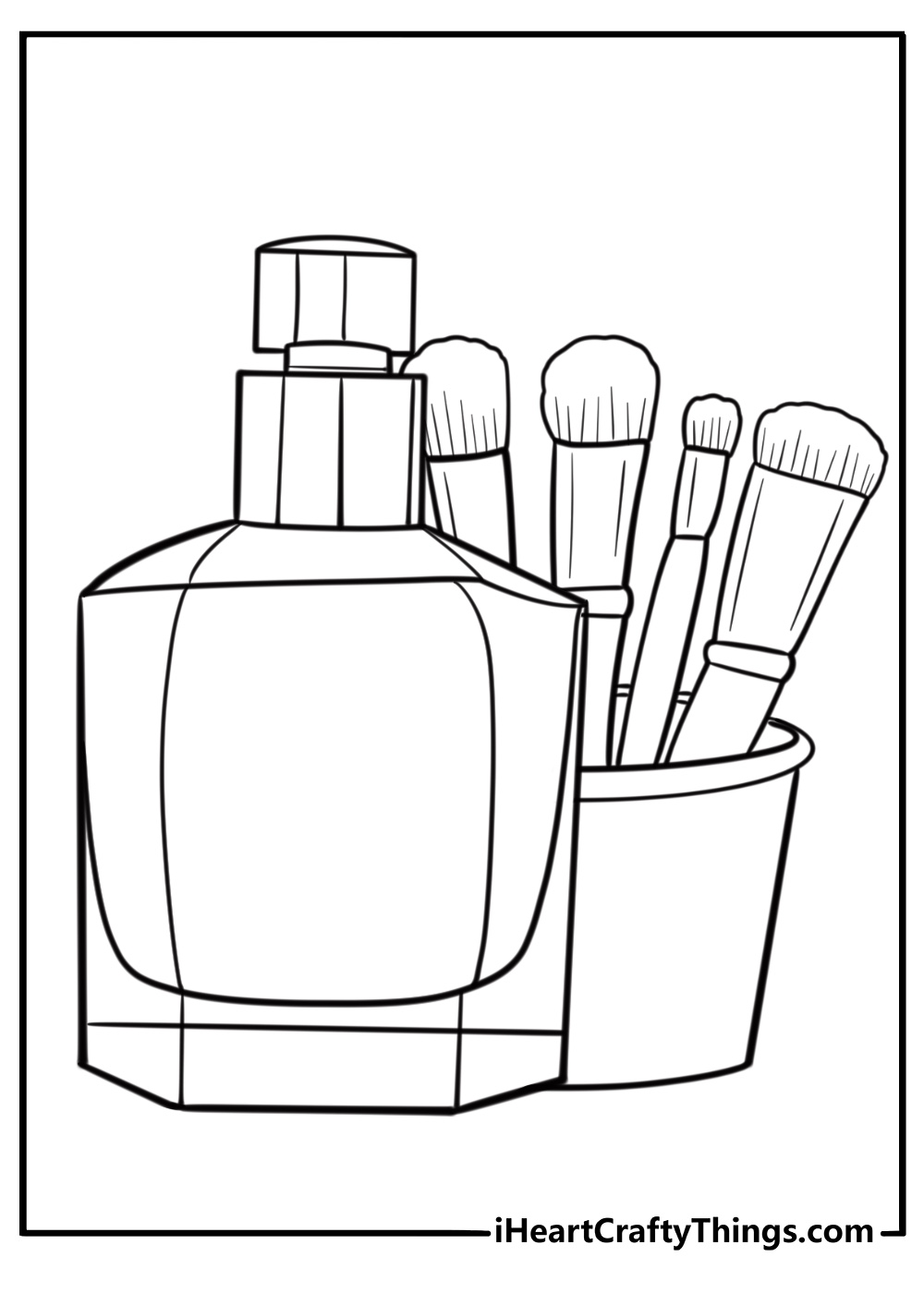 Perfume bottle and makeup brushes free coloring page